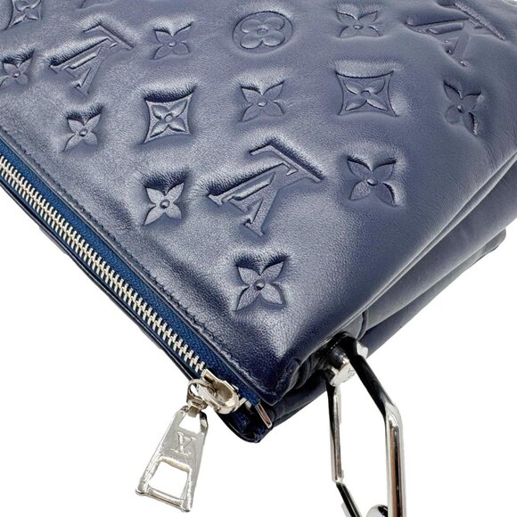 Louis Vuitton Coussin PM Monogram Embossed Leather Shoulder Bag Navy Blue - Picture 5 of 14